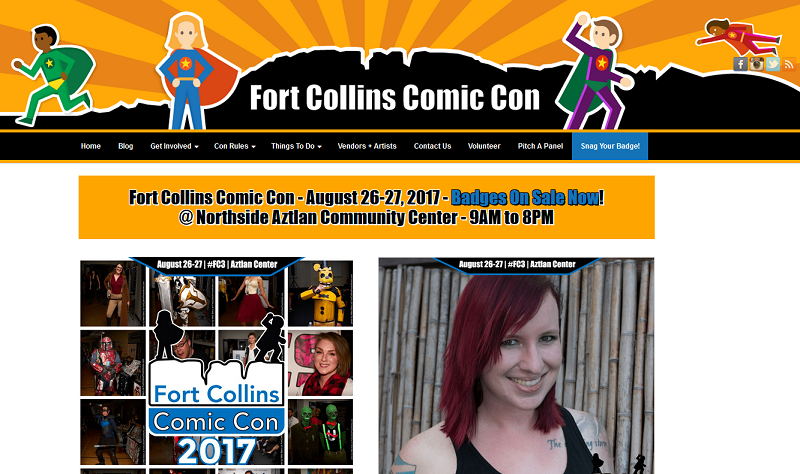 Screen cap of official Fort Collins Comic Con website