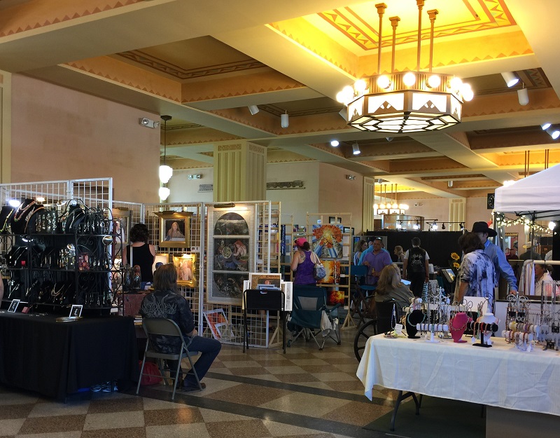 Interior of the Historic Cheyenne Depot with vendors and artists