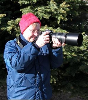 Jo Ann Ziegler with her Nikon camera and zoom lens