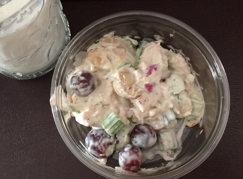 Red grapes, chicken, almonds and dressing