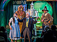 The wonderful wizard of Oz, Dorothy, Lion, Tin Man and Scarecrow. Image from The Wizard of Oz train ride website